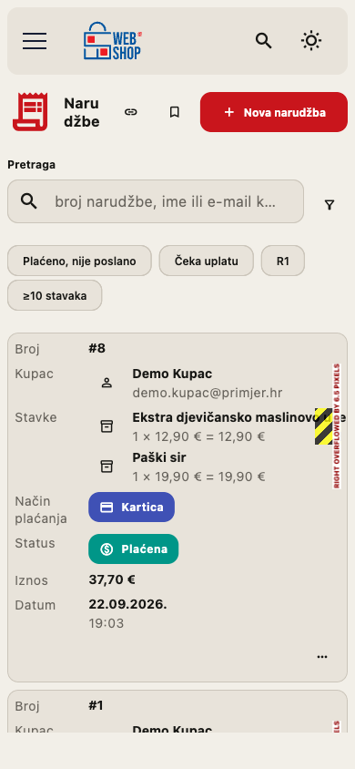 Popis narudžbi na mobitelu