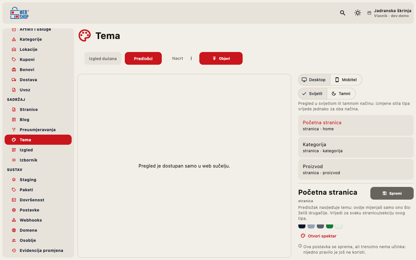 Napredni CSS tokeni teme