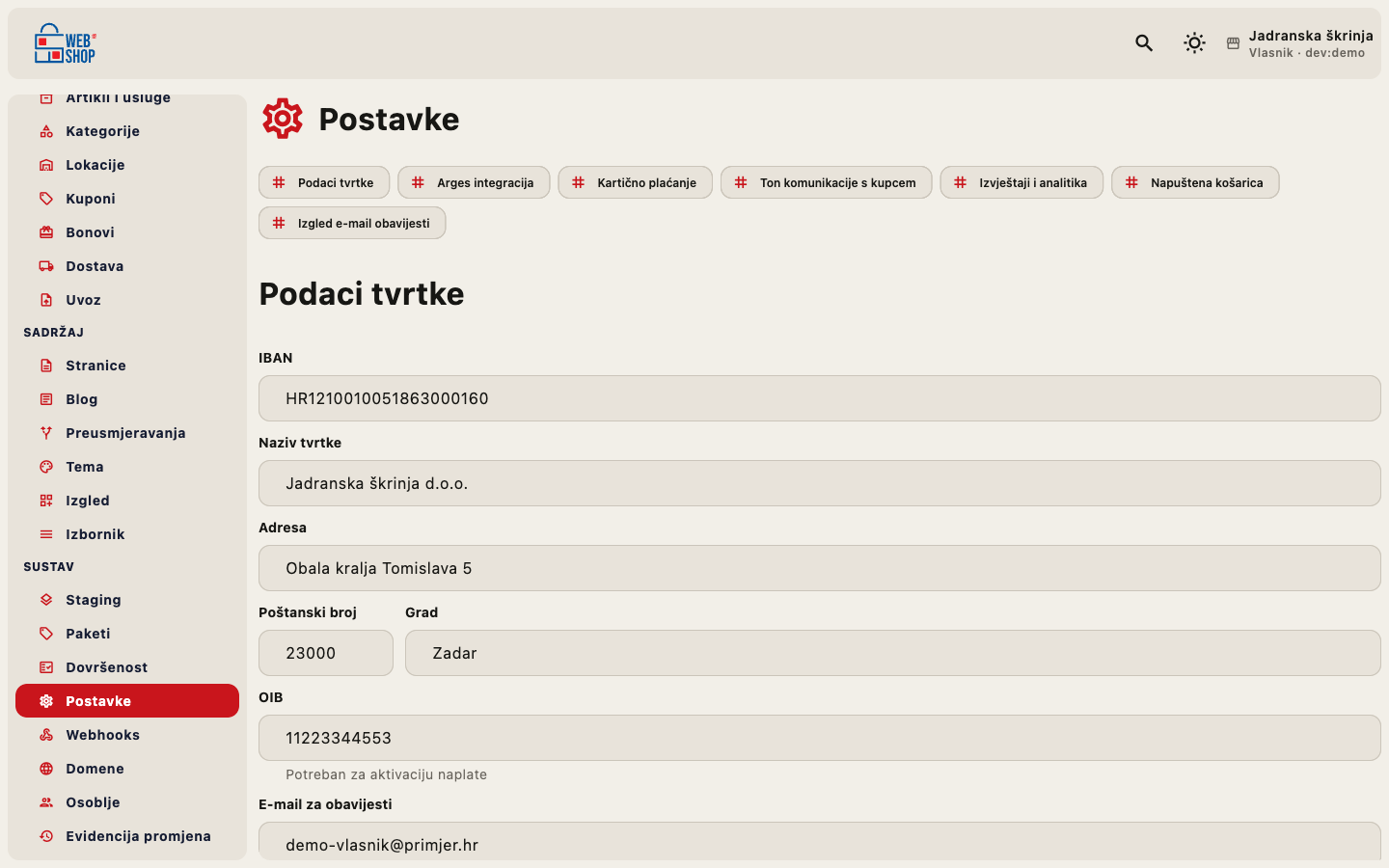 Arges integracija u postavkama
