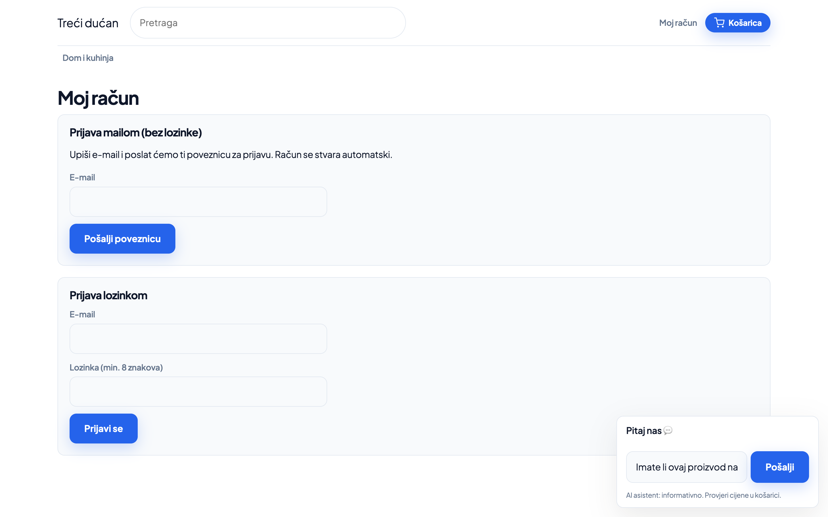 AI chat asistent na dućanu