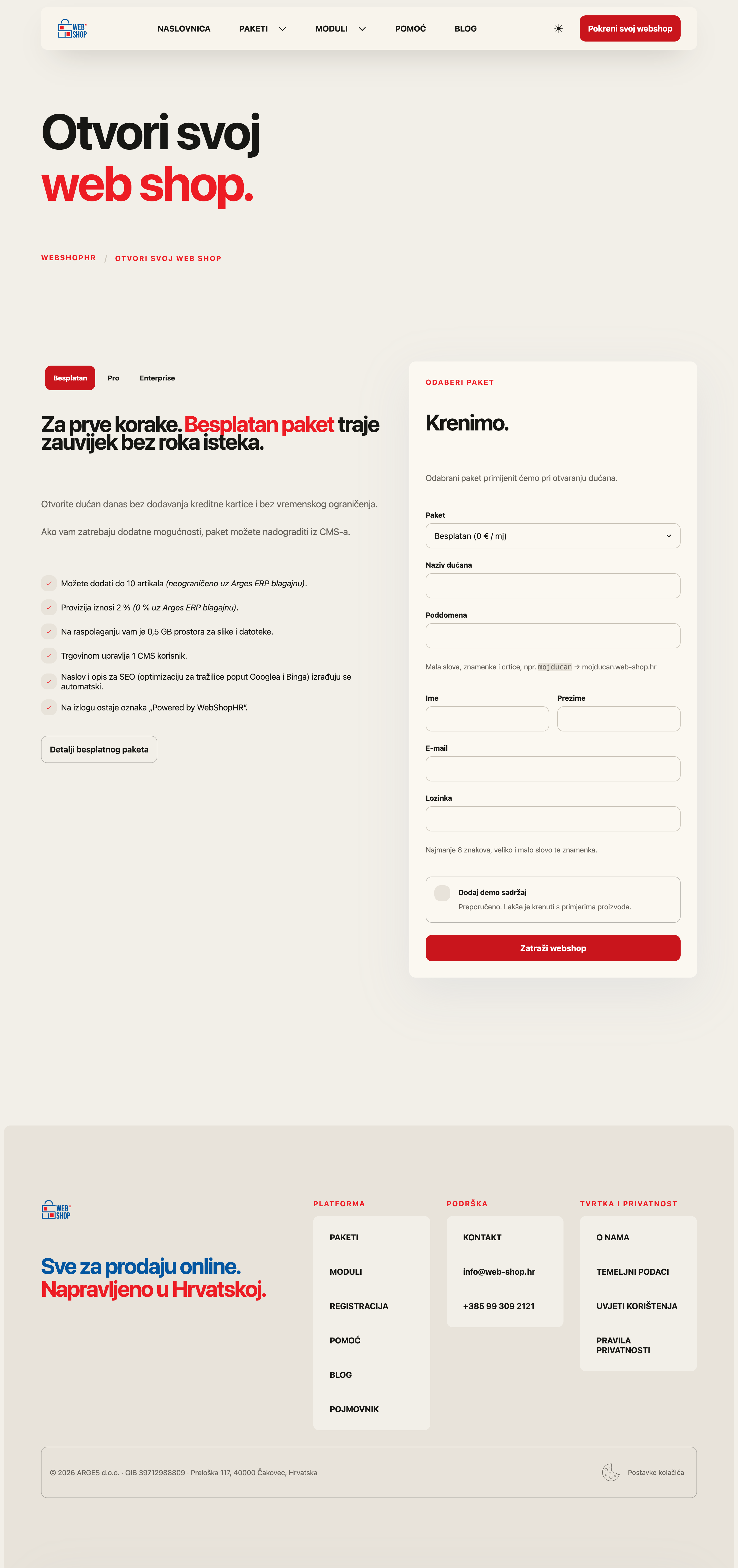 Samoposlužna registracija novog dućana