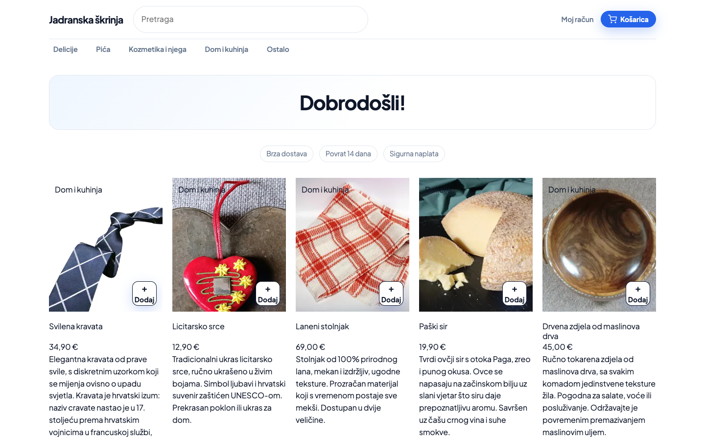 Naslovnica dućana na WebShopHR-u na desktopu